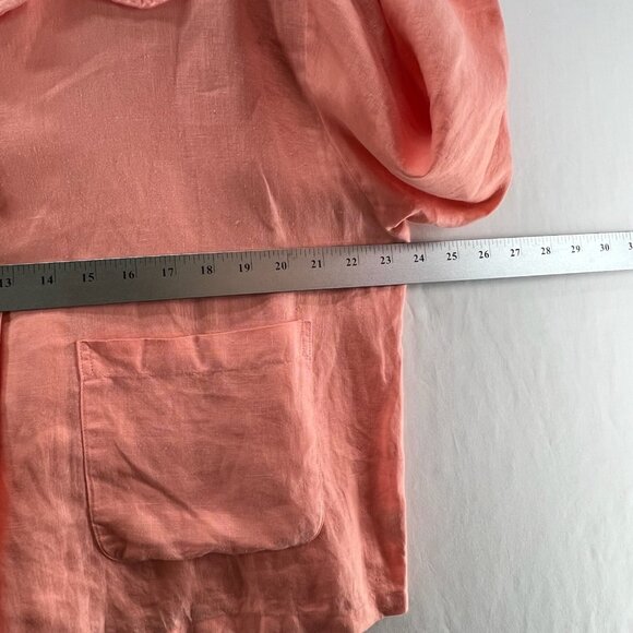 Bryn Walker Linen 3/4 Sleeves Topper Jacket Womens L Oversized Lagenlook Orange - Picture 10 of 11
